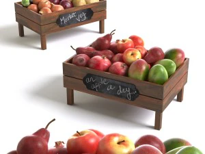 crates with fruit and vegetables 3D Model