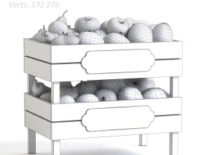 crates with fruit and vegetables 3D Model