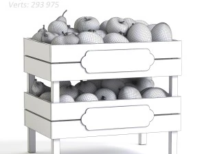 crates with fruit and vegetables 3D Model