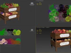 crates with fruit and vegetables 3D Model