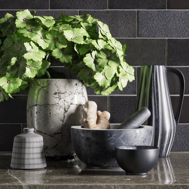 kitchen decoration set 3D 模型 .c4d .max .obj .3ds .fbx .stl .blend 