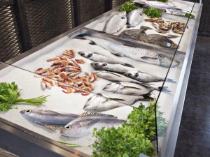 vitrine com peixes e frutos do mar Modelo 3D