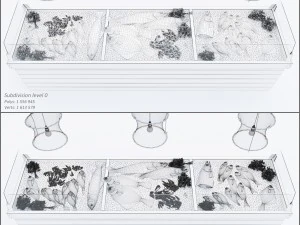 vitrine com peixes e frutos do mar Modelo 3D