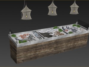 showcase with fish and seafood 3D Model