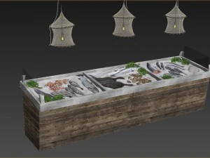 vitrine com peixes e frutos do mar Modelo 3D