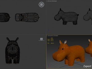 hippo bookend 3D-Modell