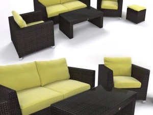 garden furniture synthetic rattan set 3D Model