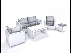 garden furniture synthetic rattan set 3D मॉडल