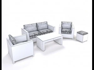 garden furniture synthetic rattan set 3D Model