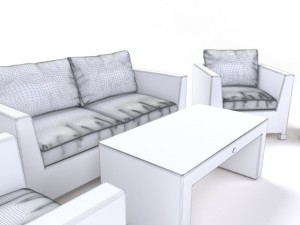 garden furniture synthetic rattan set 3D मॉडल