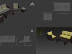 garden furniture synthetic rattan set 3D मॉडल