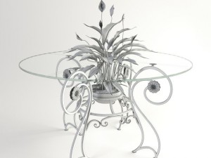 forged table and plant spathiphyllum Modelo 3D