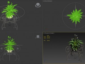 forged table and plant spathiphyllum Modelo 3D