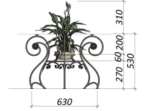 forged table and plant spathiphyllum Modelo 3D