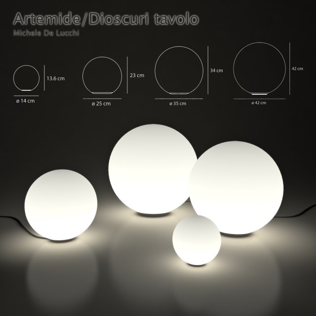 landscape lamps artemide dioscuri tavolo 3D 模型 .c4d .max .obj .3ds .fbx .stl .blend