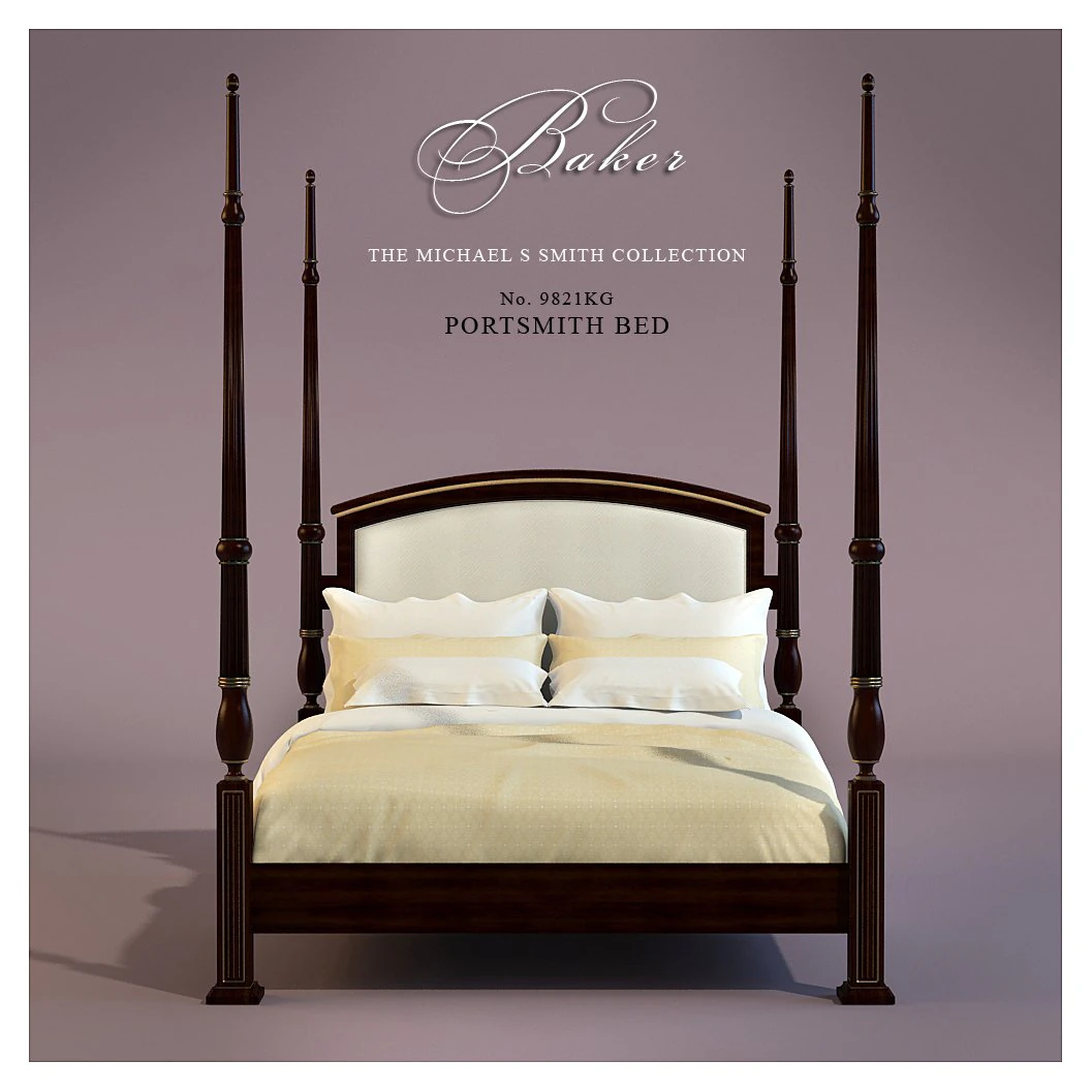 bed baker portsmith bed queen 3D Model .c4d .max .obj .3ds .fbx .stl .blend 