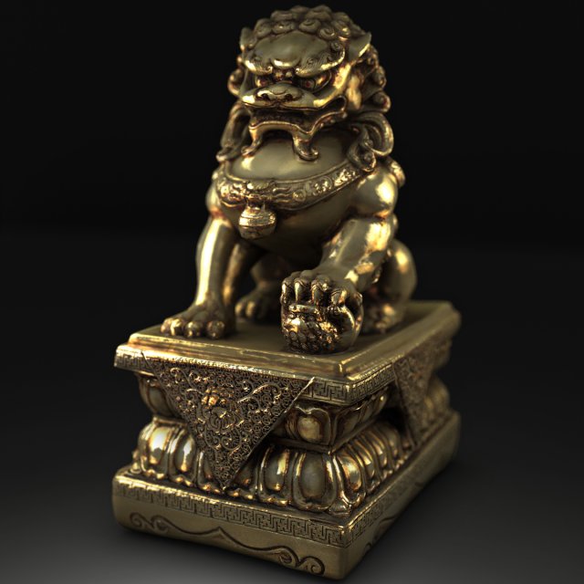 gold lion statue 3D 모델 .c4d .max .obj .3ds .fbx .stl .blend 