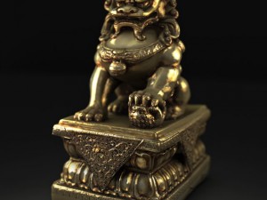 gold lion statue 3D Model