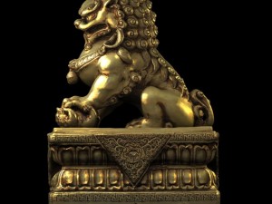 gold lion statue 3D 모델