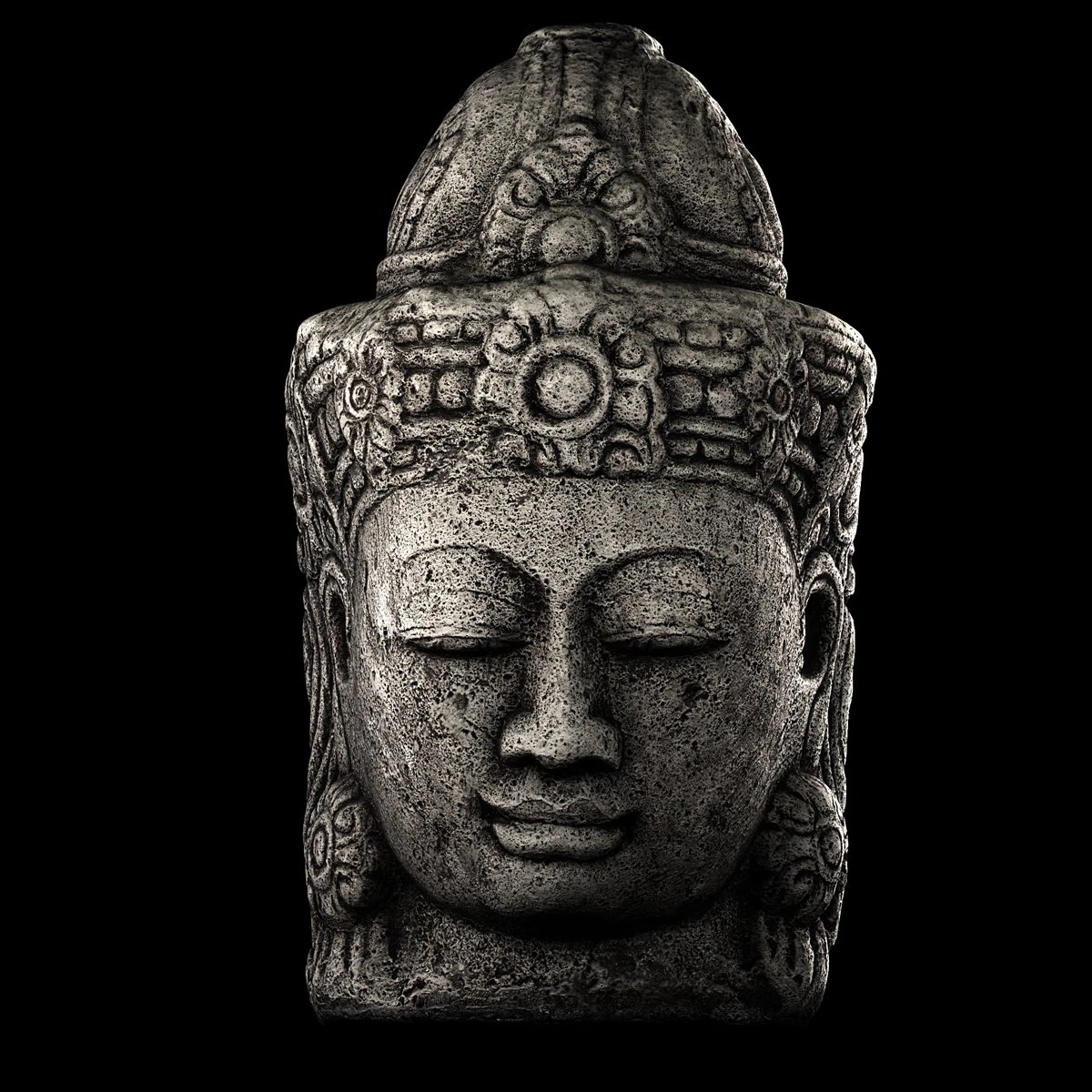 stone buddha head 3D Model .c4d .max .obj .3ds .fbx .stl .blend 