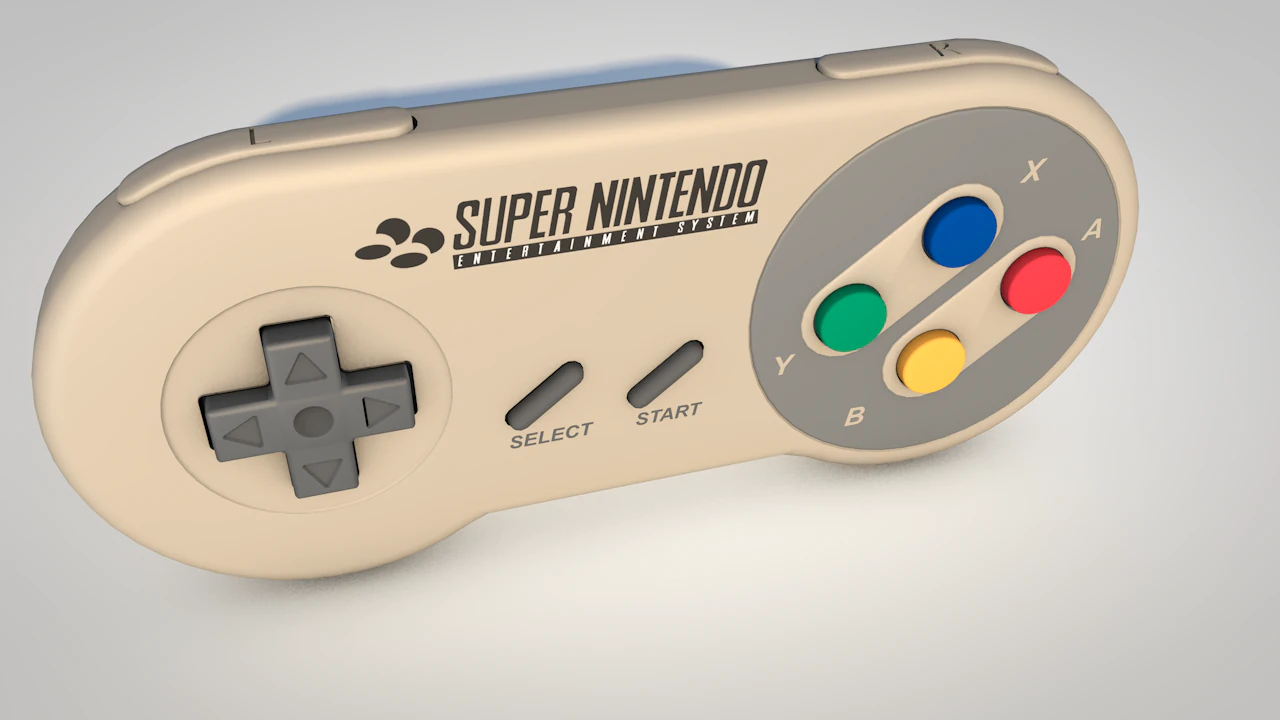 super nintendo controller 3D Model .c4d .max .obj .3ds .fbx .stl .blend 