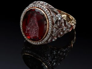 мужское кольцо с гранатом 3D Принт Модель