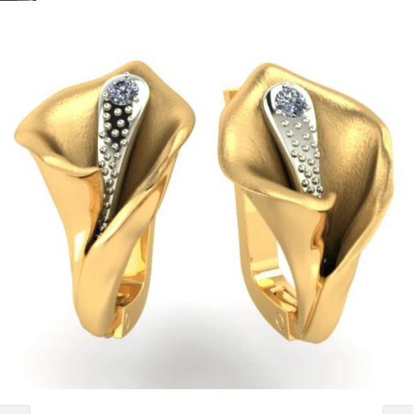 flower earring 3D Print Model .c4d .max .obj .3ds .fbx .stl .blend 
