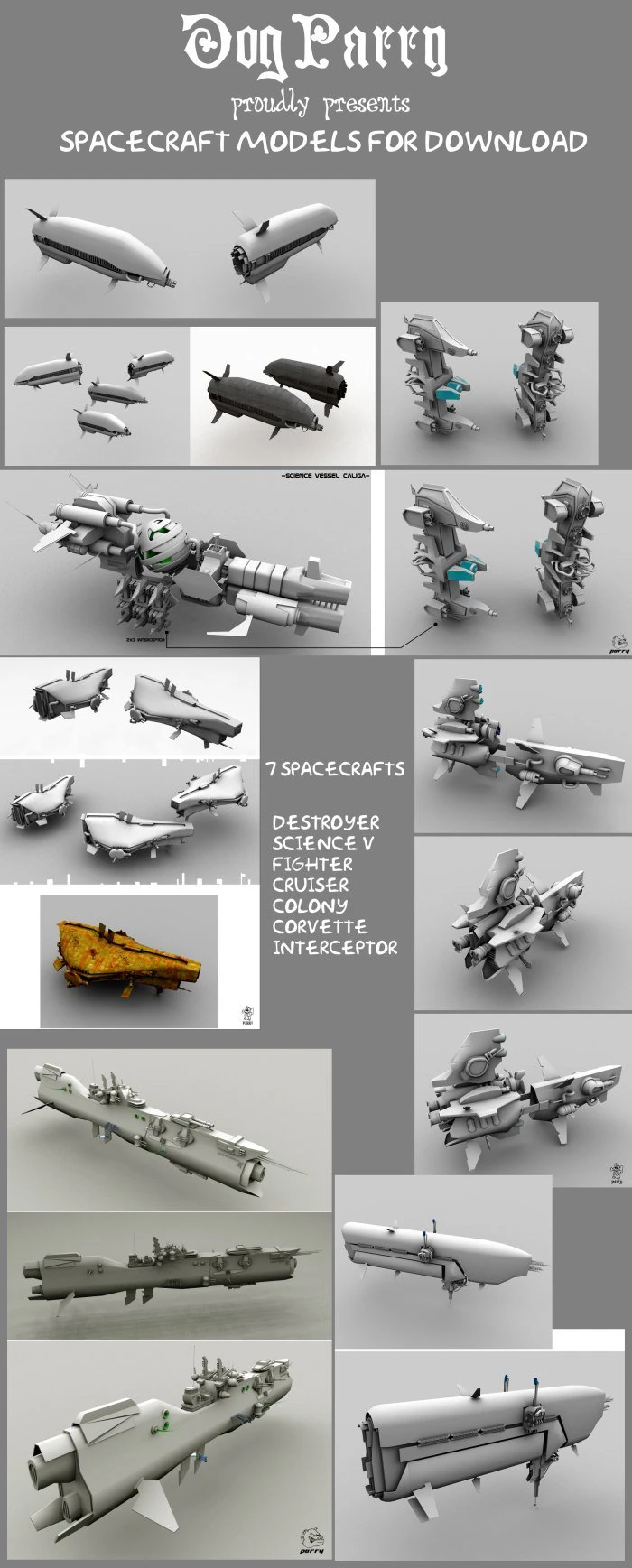 pack spacecraft 3D Model .c4d .max .obj .3ds .fbx .stl .blend