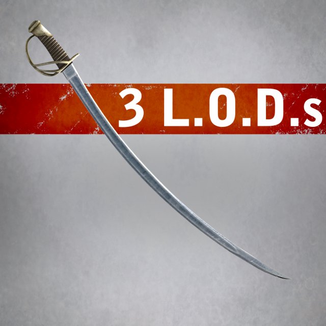 heavy cavalry saber 3 lods Modello 3D .c4d .max .obj .3ds .fbx .stl .blend 