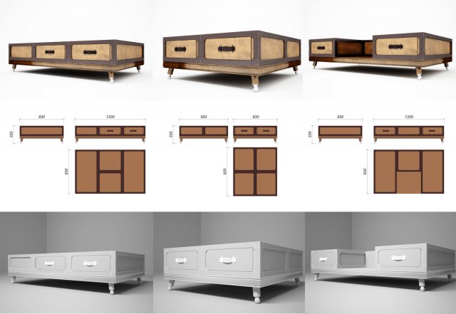 3 coffee tables 3D Model .c4d .max .obj .3ds .fbx .stl .blend 