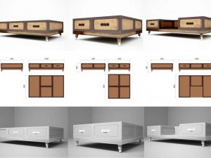 3 stoliki kawowe Model 3D