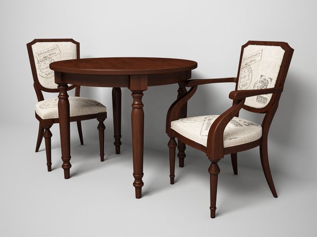 round table with chairs 3D Model .c4d .max .obj .3ds .fbx .stl .blend 