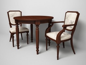 round table with chairs Model 3D