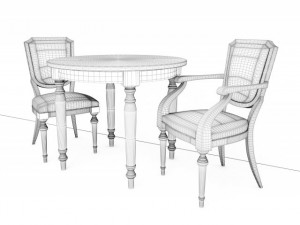 round table with chairs 3D Model
