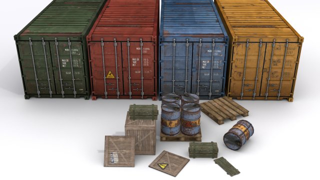 cargo asset set Model 3D .c4d .max .obj .3ds .fbx .stl .blend