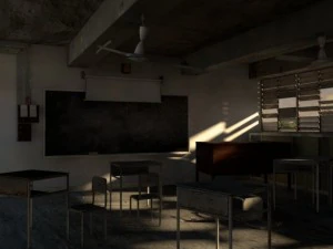salle de classe abandonn&eacute;e Modèle 3D