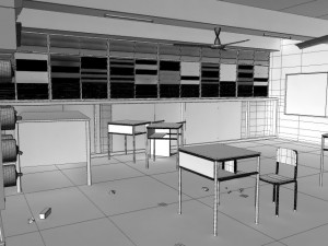 abandoned classroom Model 3D