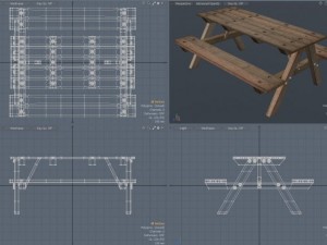 picnic bench modoobj Modello 3D