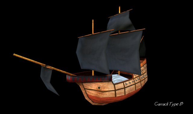age of sail carrack 3D Модель .c4d .max .obj .3ds .fbx .stl .blend 