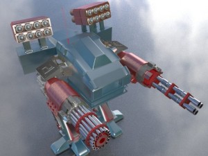 war heavy armed detailed robot 3D-Modell