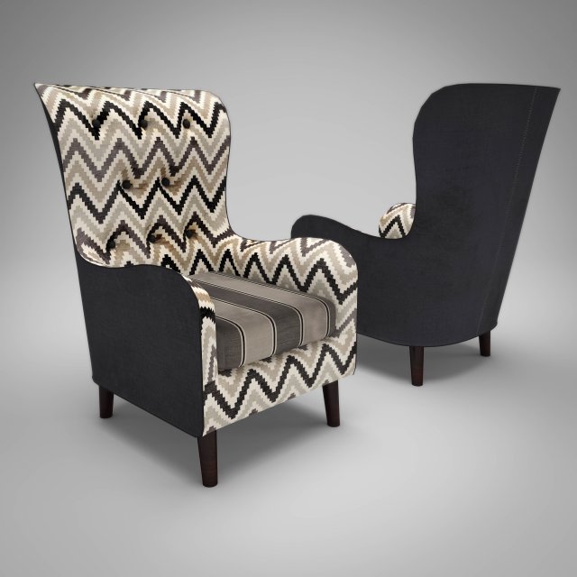 vintage fabric armchair Modelo 3D .c4d .max .obj .3ds .fbx .stl .blend 