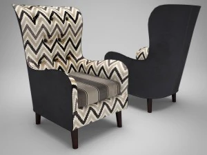 fauteuil vintage en tissu Modèle 3D