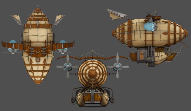 airship low-poly Model 3D .c4d .max .obj .3ds .fbx .stl .blend 