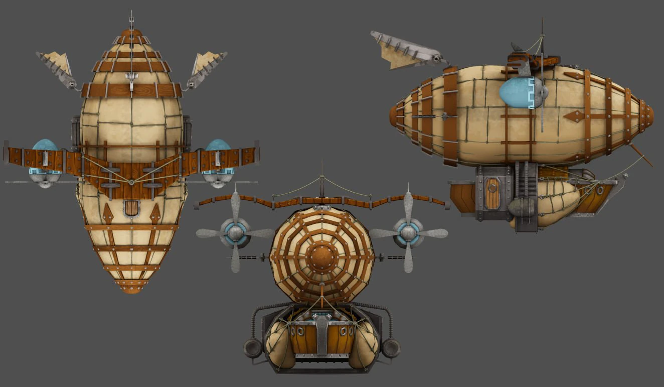 airship low-poly 3D Model .c4d .max .obj .3ds .fbx .stl .blend 