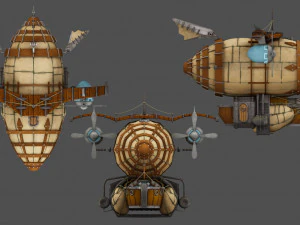 dirigeable low-poly Modèle 3D