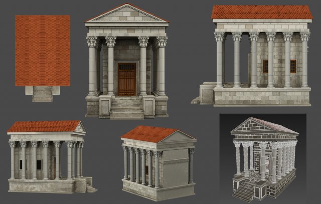 athens antique house low-poly 3D Модель .c4d .max .obj .3ds .fbx .stl .blend 