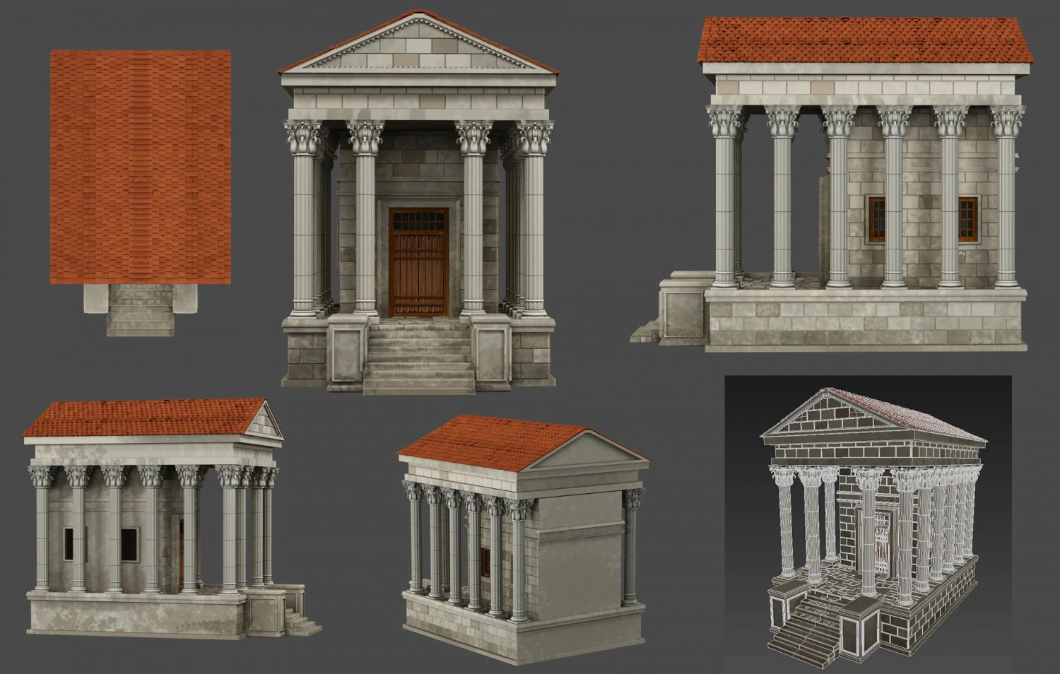 athens antique house low-poly 3D Model .c4d .max .obj .3ds .fbx .stl .blend 