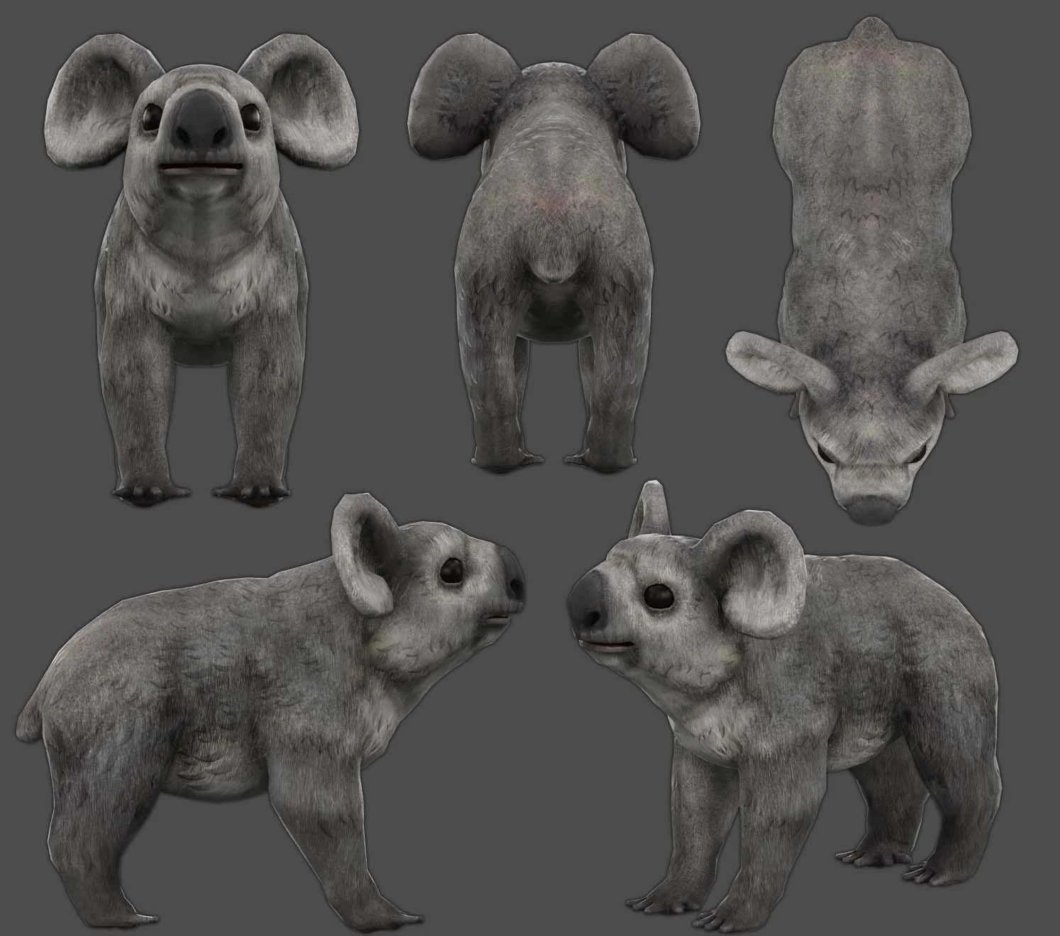 koala low-poly 3D Model .c4d .max .obj .3ds .fbx .stl .blend 