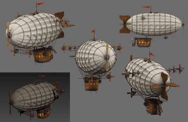 airship low-poly 3D Модель .c4d .max .obj .3ds .fbx .stl .blend 