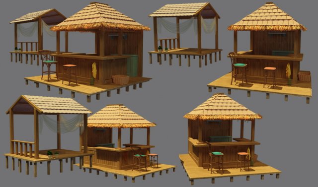 bungalow 3D Модель .c4d .max .obj .3ds .fbx .stl .blend 